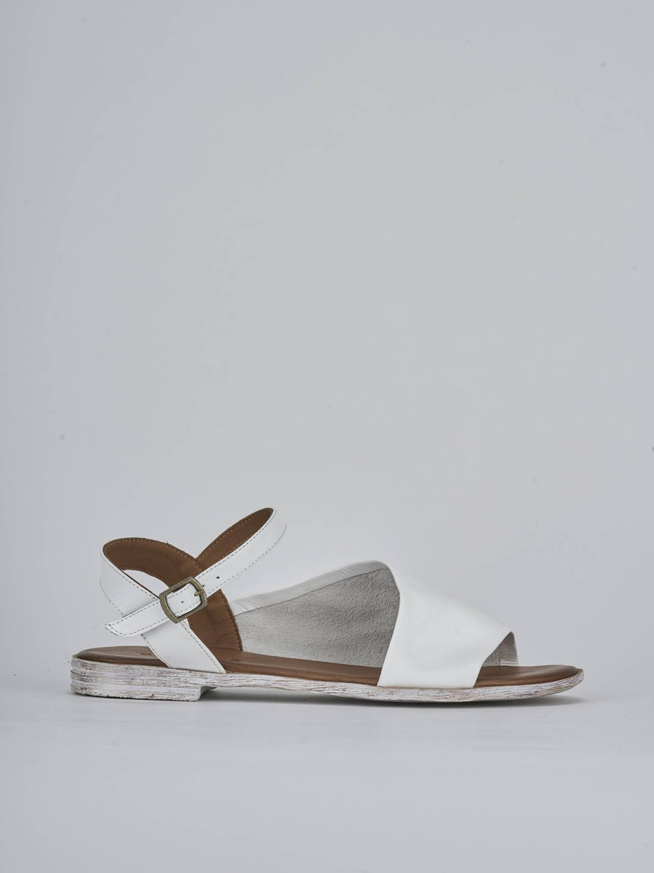 Sandalias de tacón bajo tacón 1 cm blanco cuero