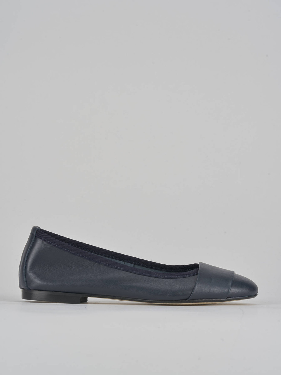 Bailarinas tacón 1 cm azul cuero