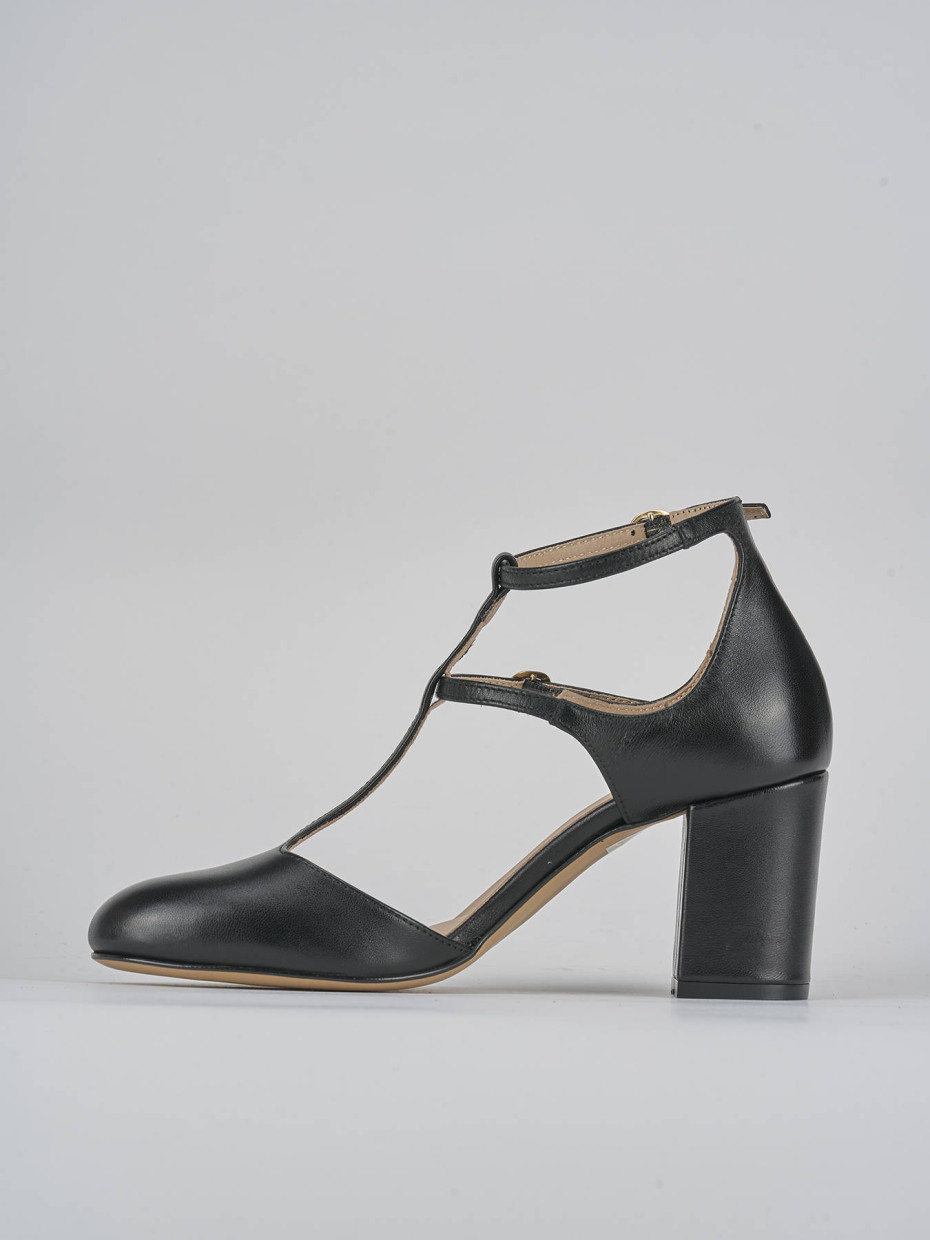 Zapatos de salón tacón 8 cm negro cuero