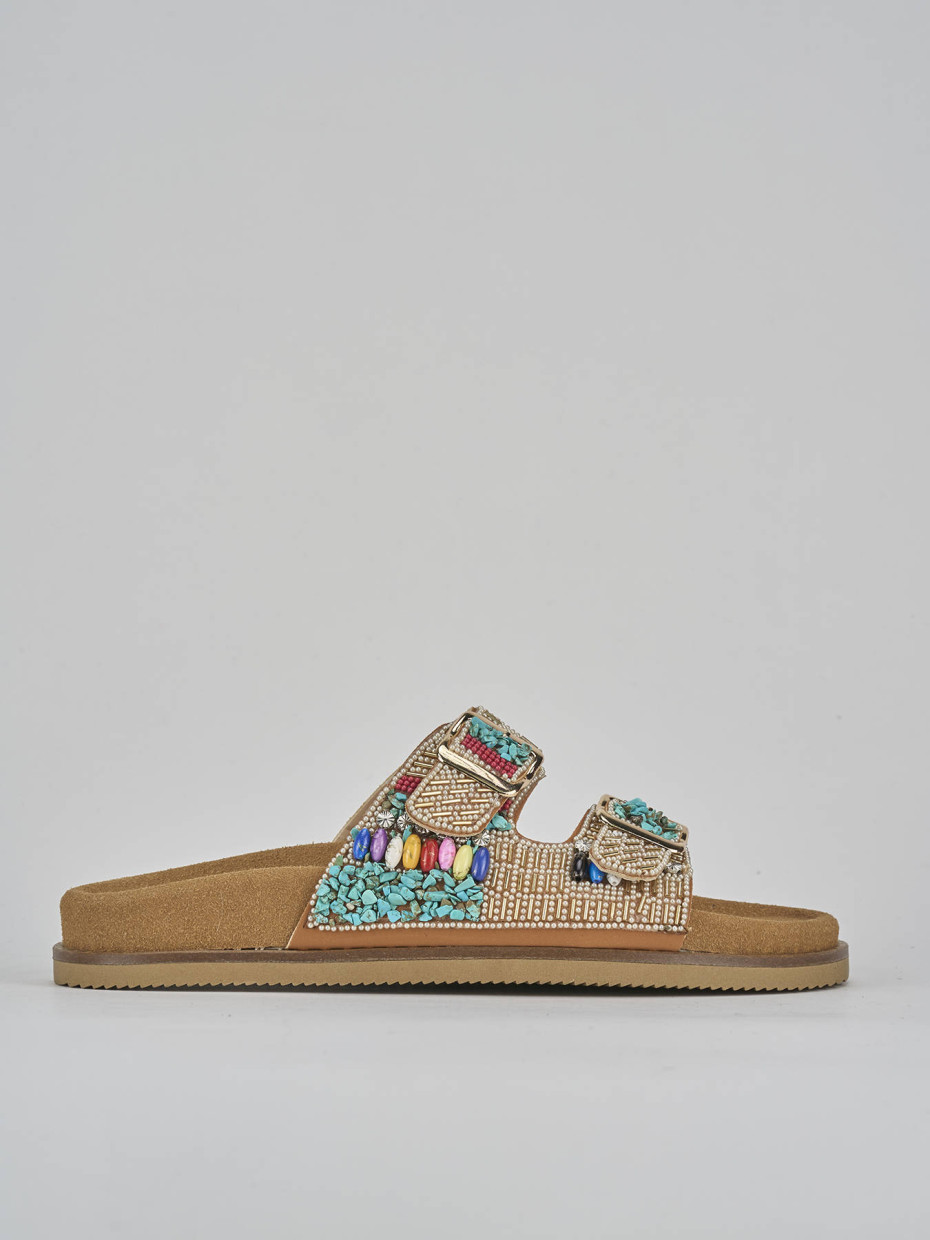 Mules tacón 1 cm marrón cuero