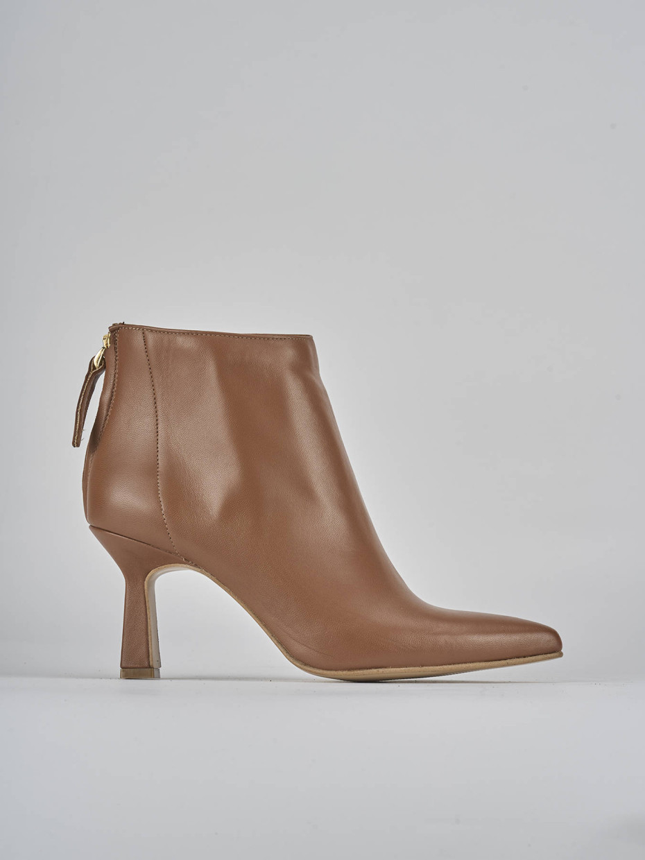 Botines de tacón alto tacón 5 cm marrón cuero