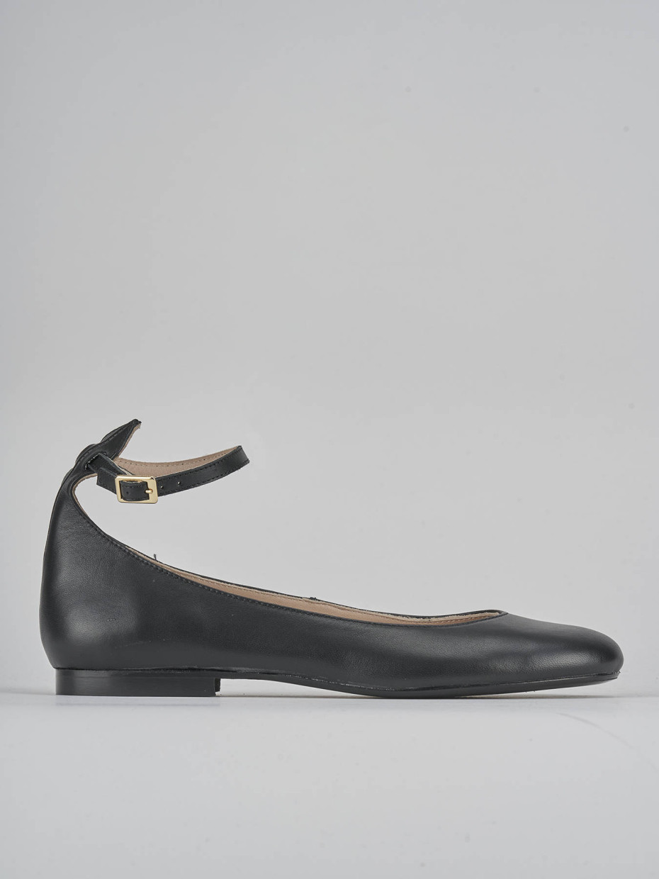 Bailarinas tacón 1 cm negro cuero