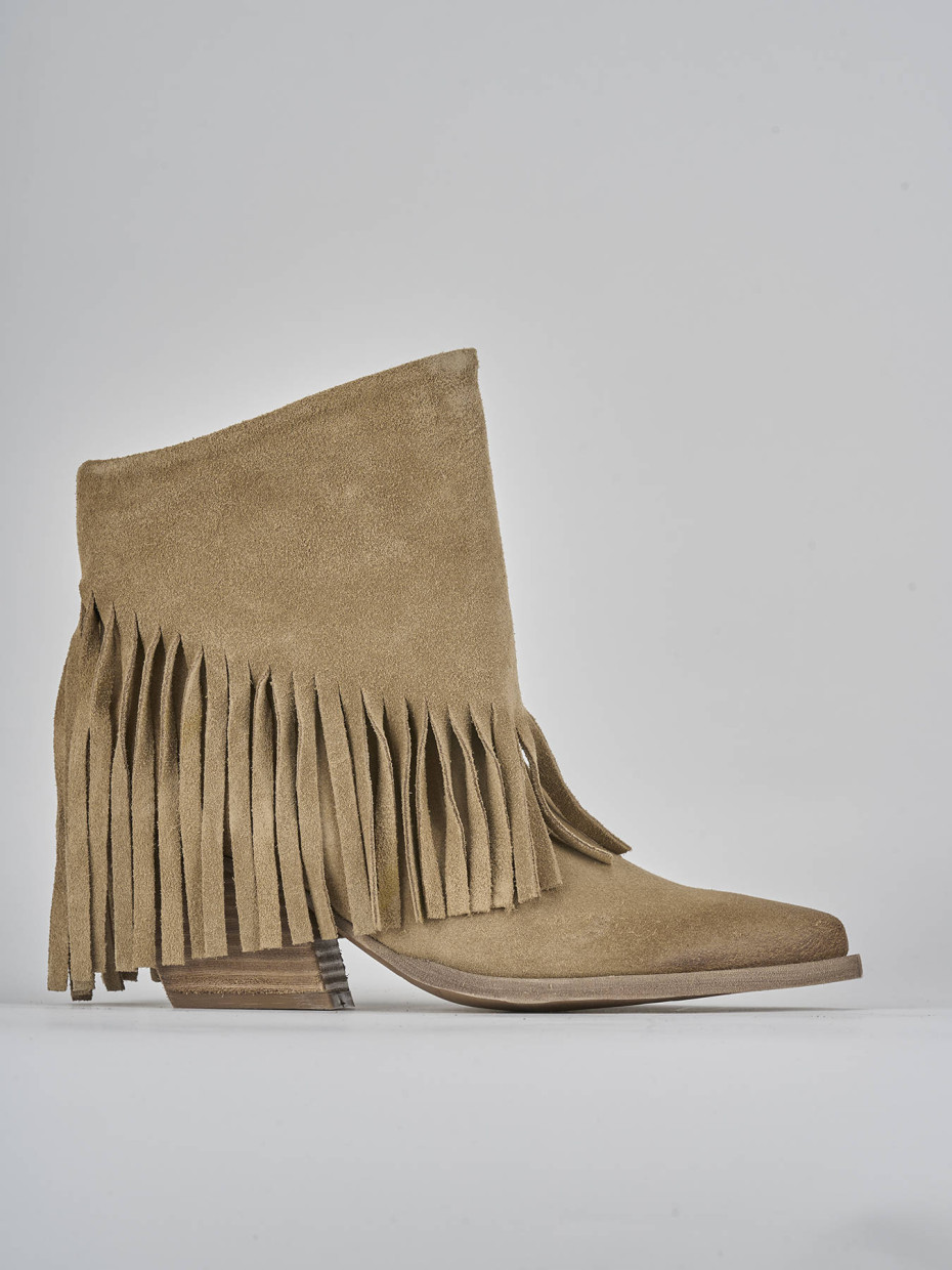 Botines de tacón alto tacón 6 cm beis ante