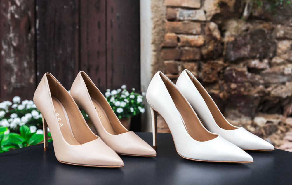 Zapatos de salón tacón 10 cm blanco cuero