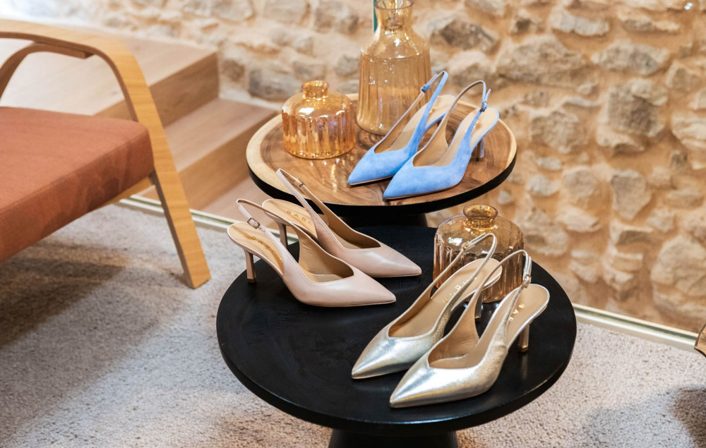 Slingback heel 7 cm gold laminated
