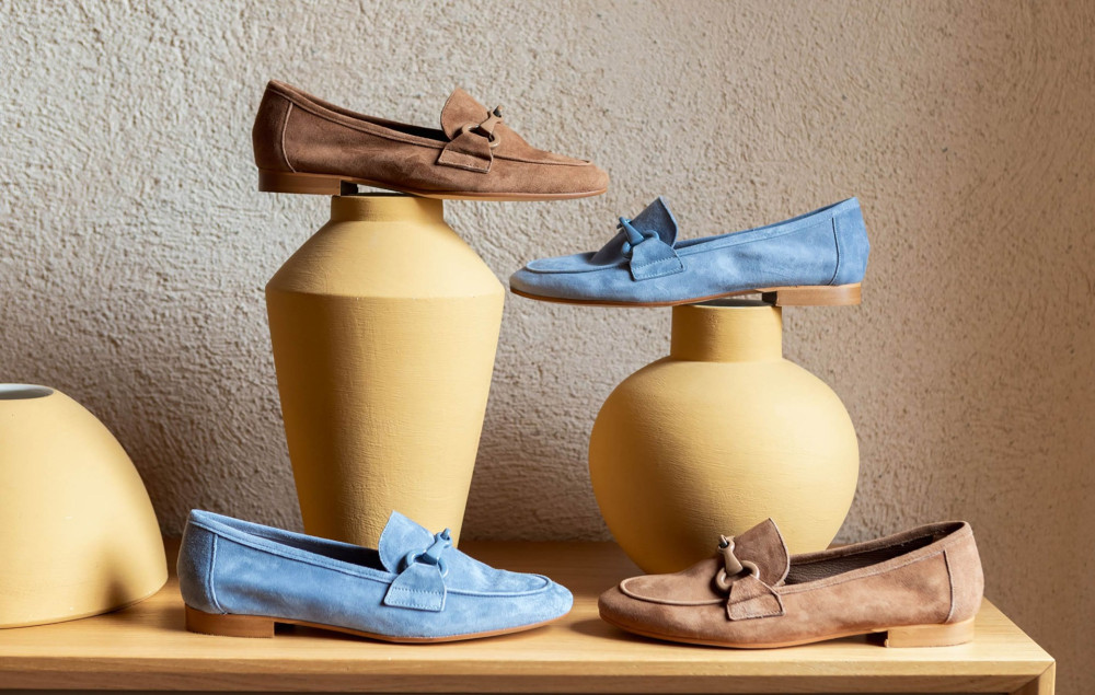 Mocasines tacón 1 cm jeans ante