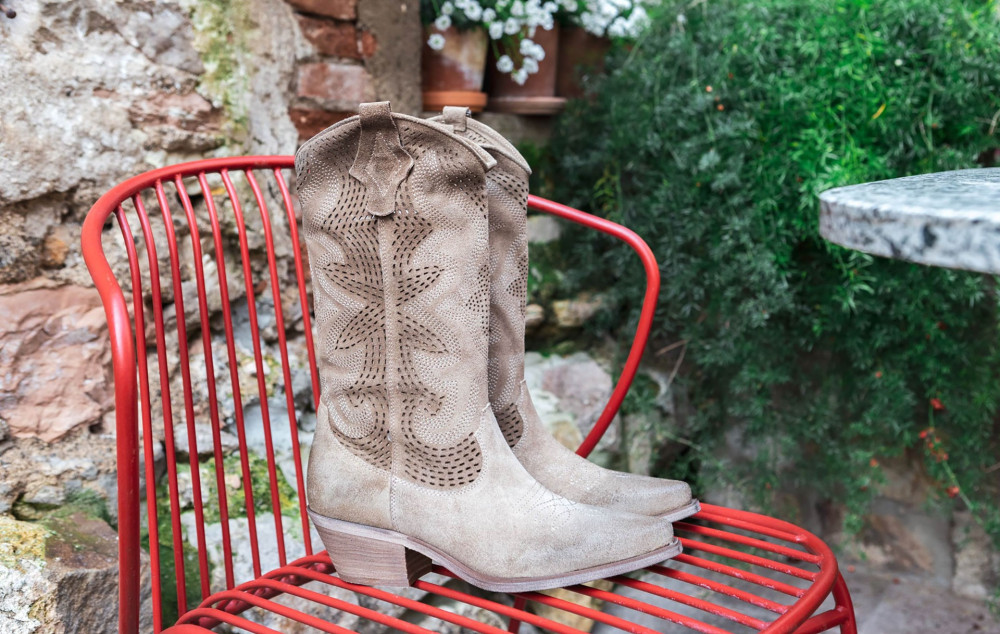 High heel boots heel 8 cm beige suede