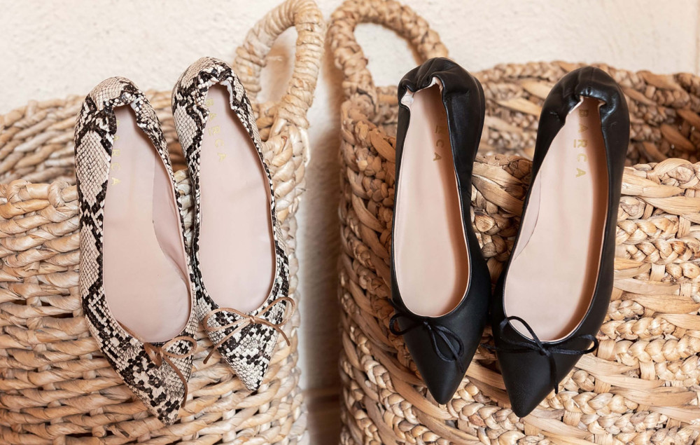 Flat shoes heel 1 cm black leather