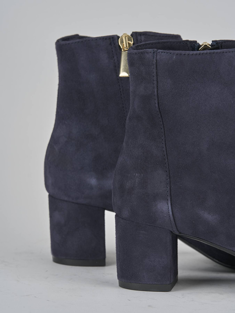 Botines de tacón alto tacón 6 cm azul ante