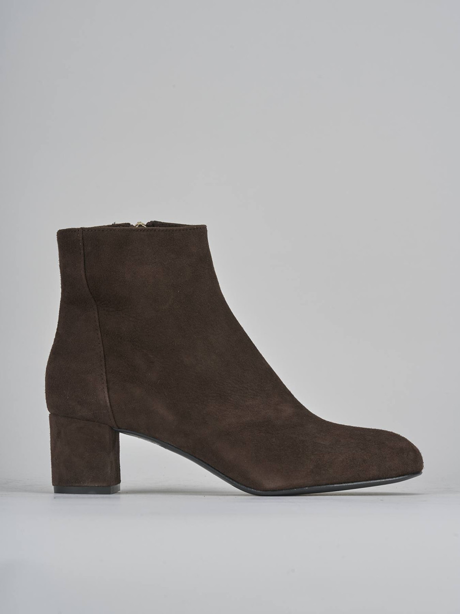 Botines de tacón alto tacón 6 cm marrón oscuro ante
