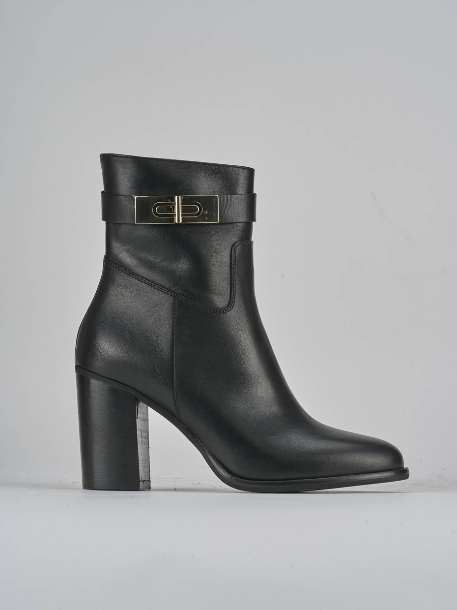 Botines de tacón alto tacón 8 cm negro cuero