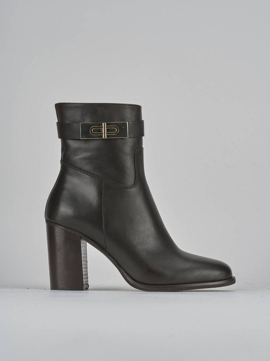 Botines de tacón alto tacón 8 cm marrón oscuro cuero