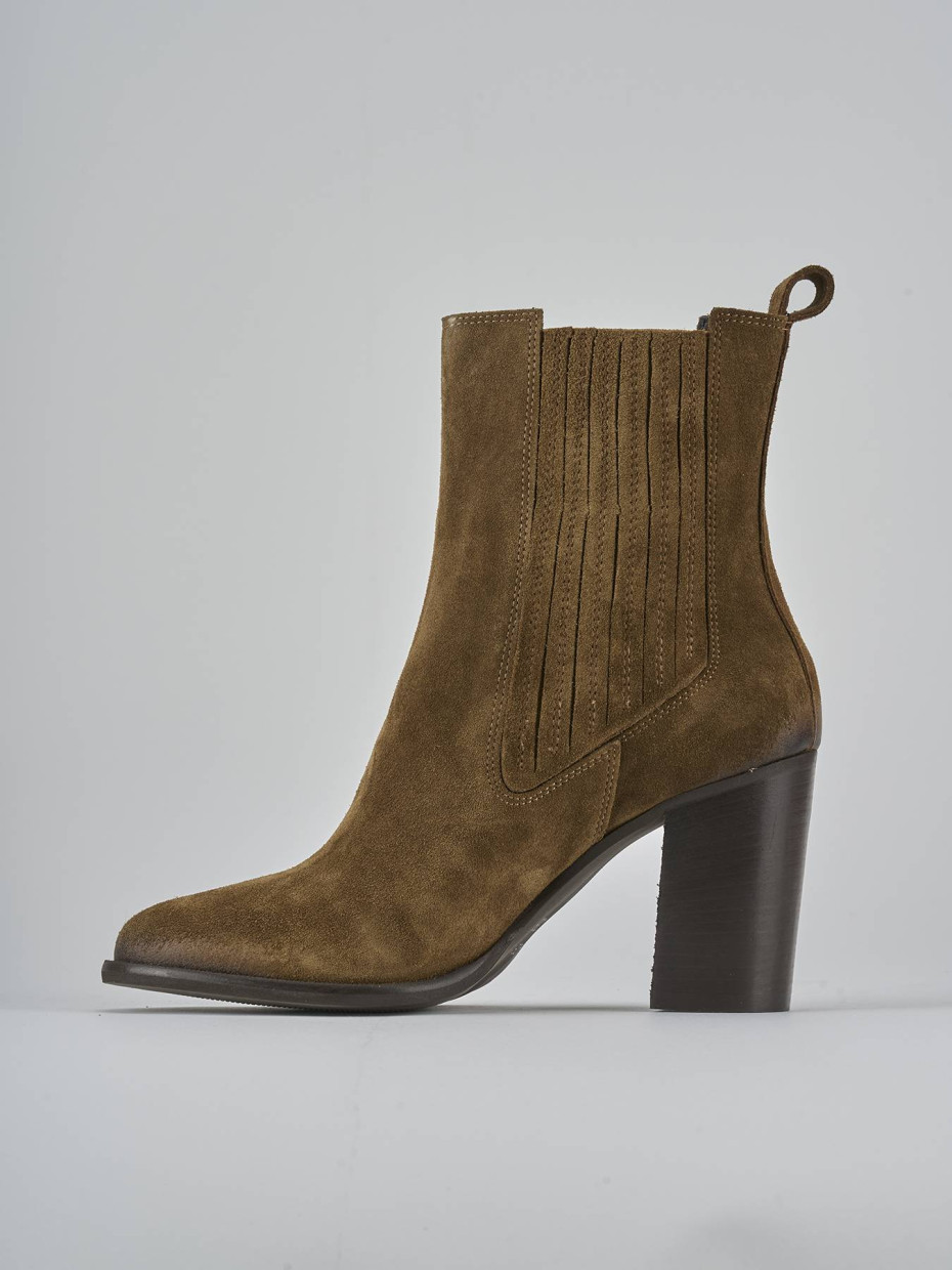Botines de tacón alto tacón 8 cm marrón ante