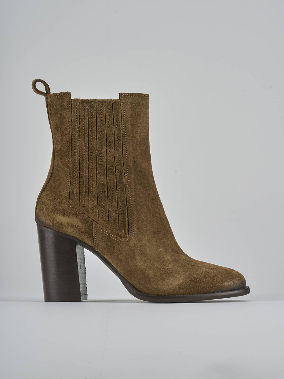 Botines de tacón alto tacón 8 cm marrón ante