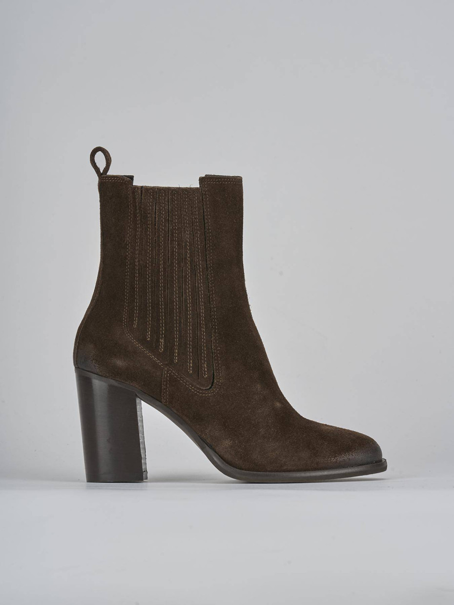 Botines de tacón alto tacón 8 cm marrón oscuro ante
