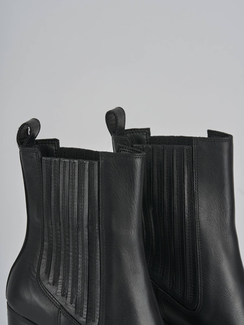 Botines de tacón alto tacón 8 cm negro cuero