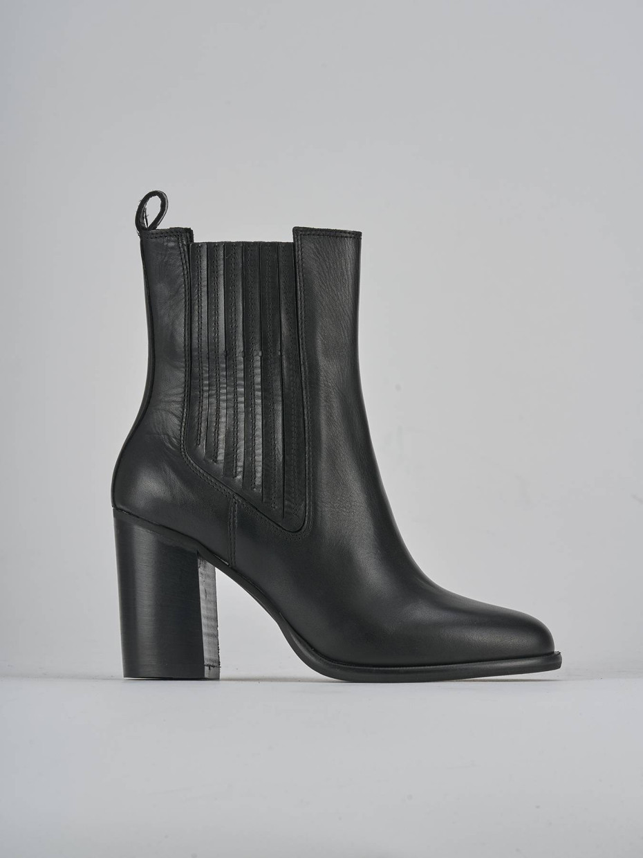 Botines de tacón alto tacón 8 cm negro cuero