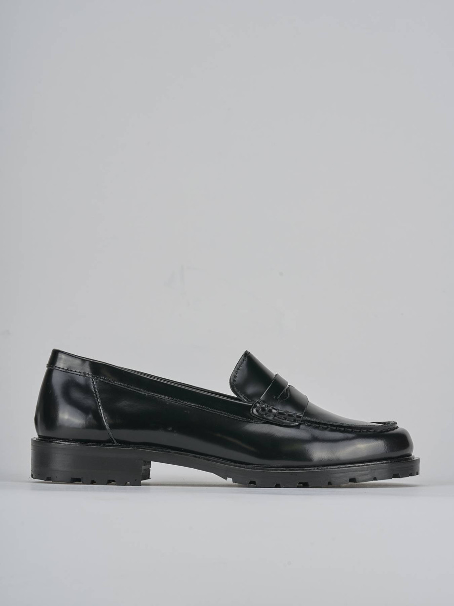 Mocasines tacón 3 cm negro cuero