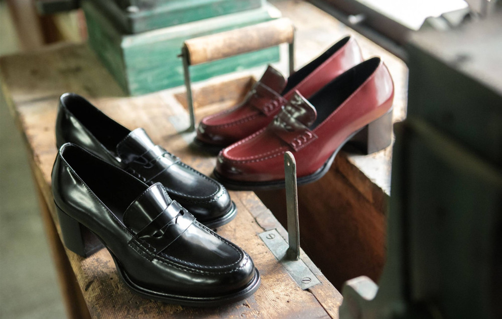 Mocasines tacón 7 cm negro cuero