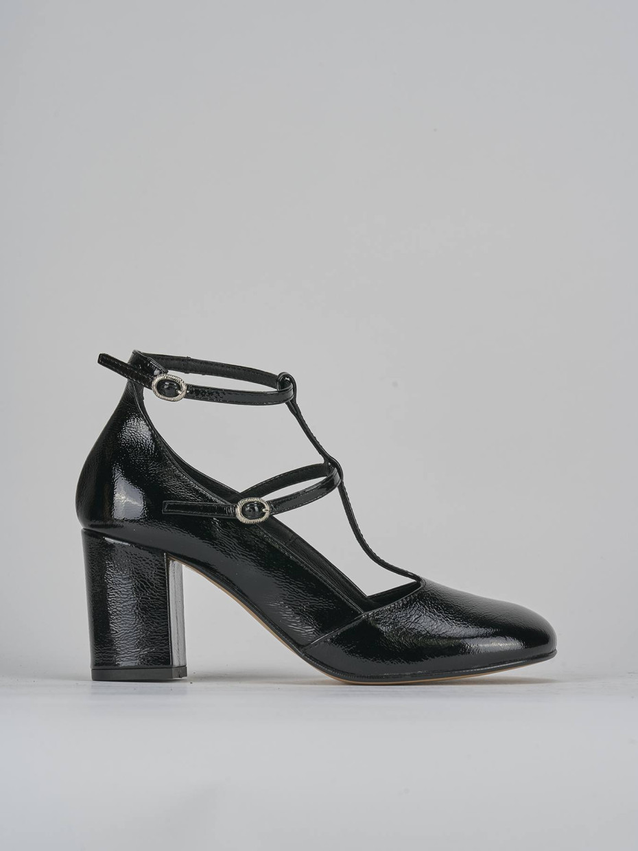 Zapatos de salón tacón 8 cm negro charol
