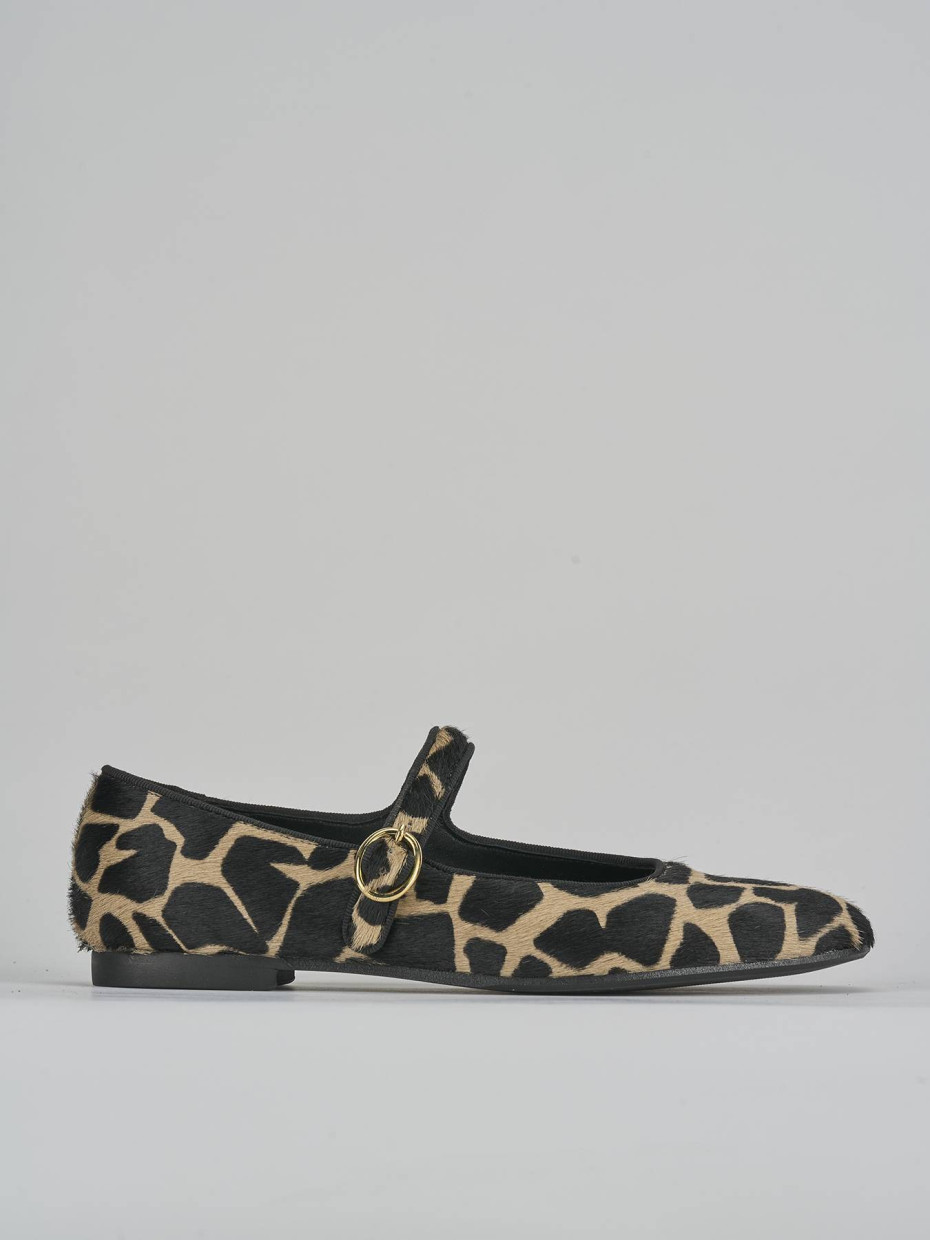 Bailarinas tacón 1 cm estampado jirafa cuero de vaca con pelo