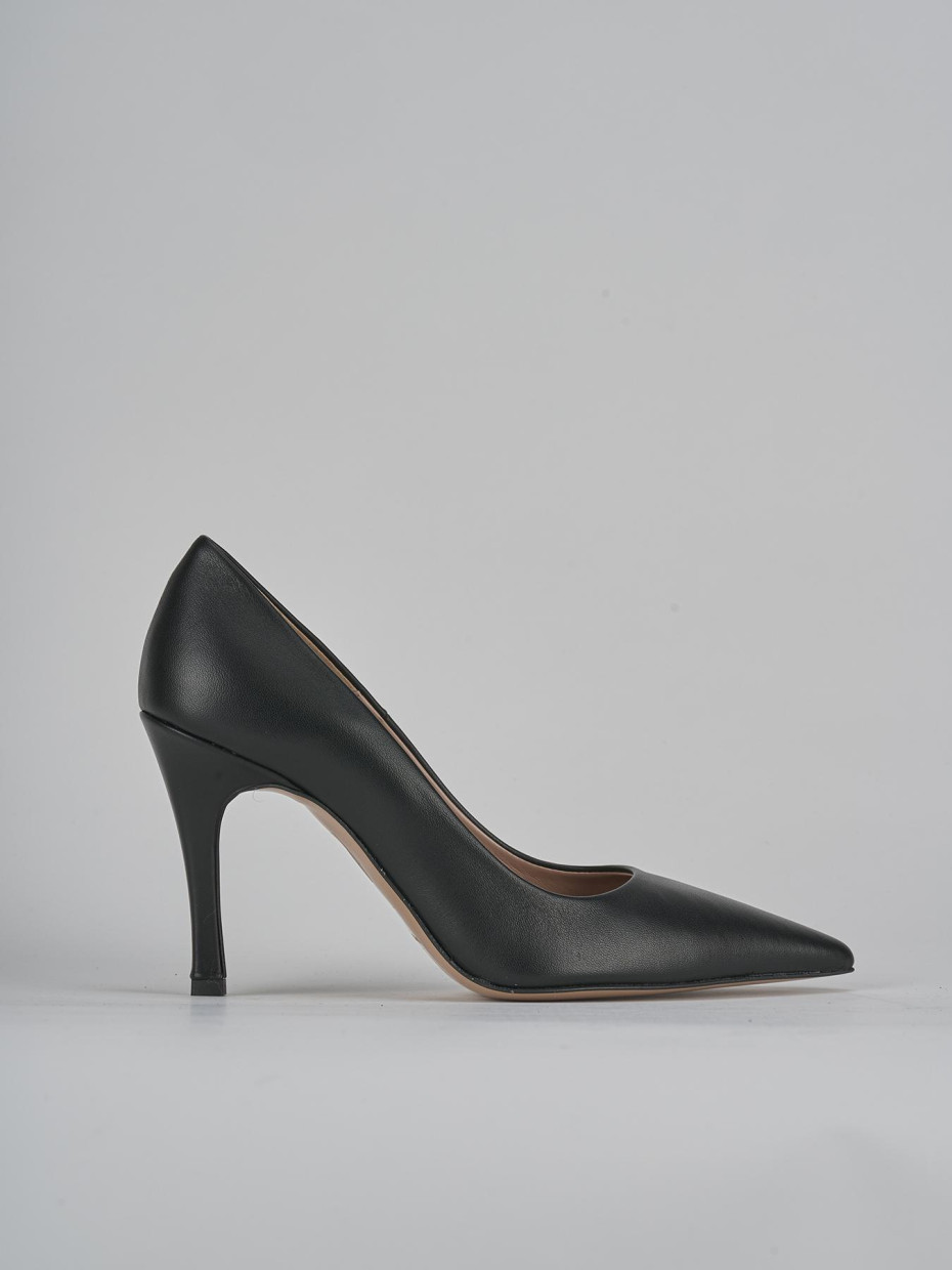 Zapatos de salón tacón 9 cm negro cuero