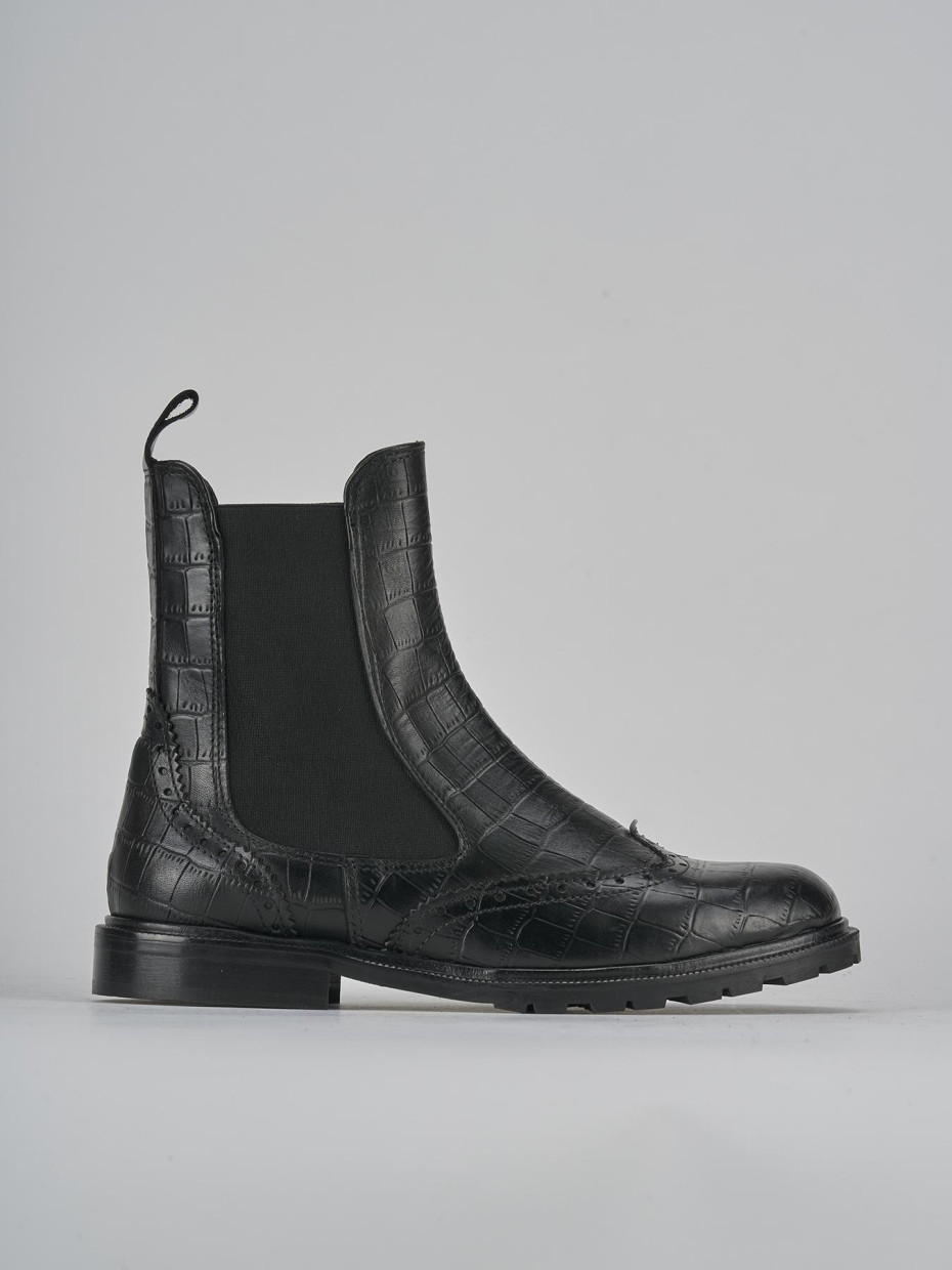 Botines de tacón bajo tacón 2 cm negro efecto coco