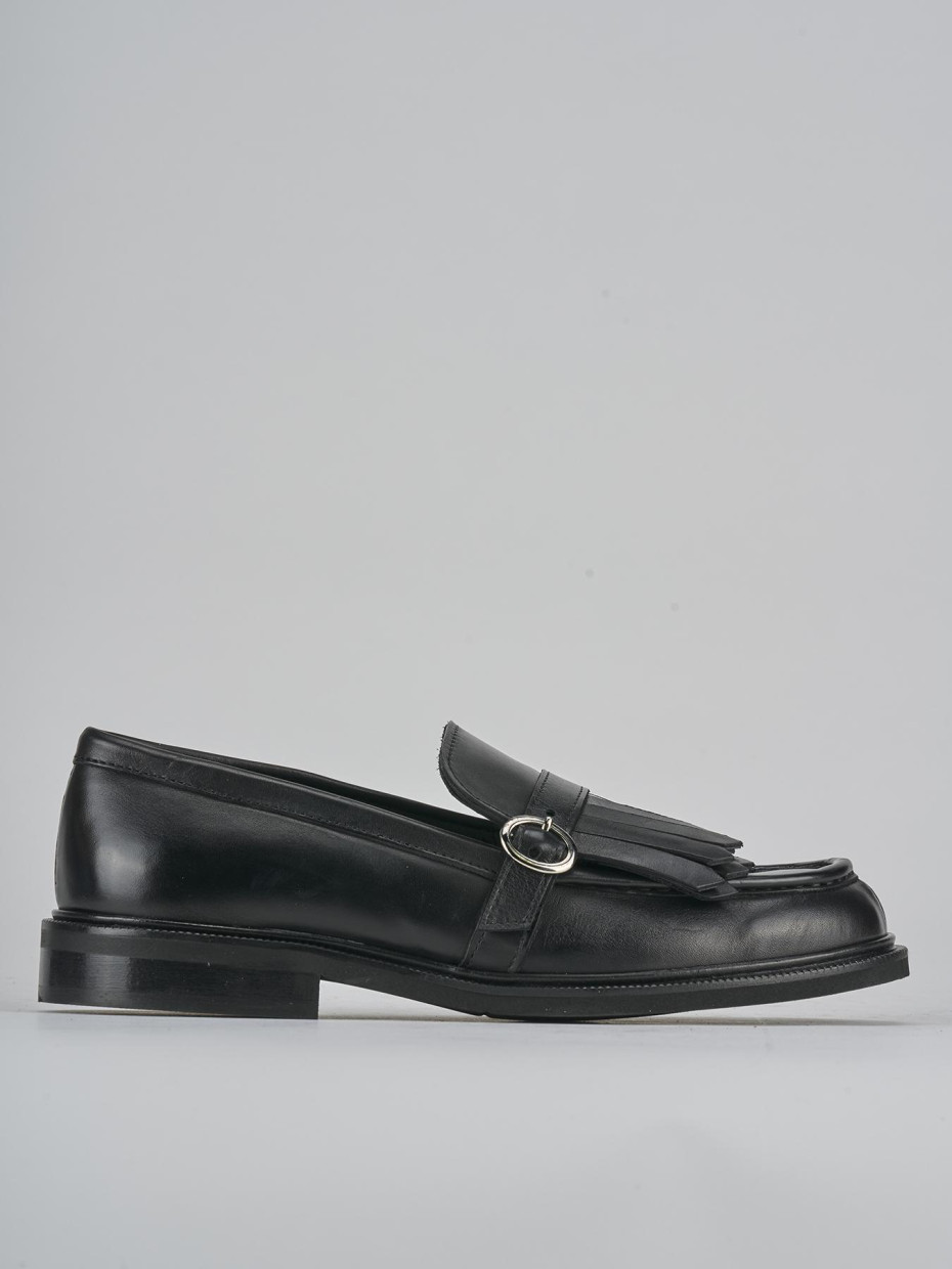 Mocasines tacón 1 cm negro cuero