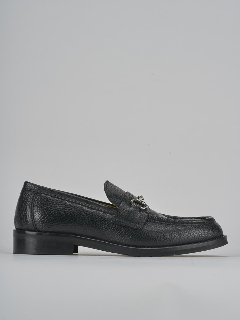 Mocasines tacón 2 cm negro cuero