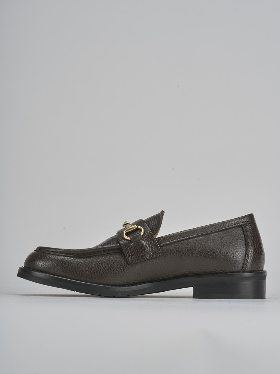 Mocasines tacón 2 cm marrón oscuro cuero