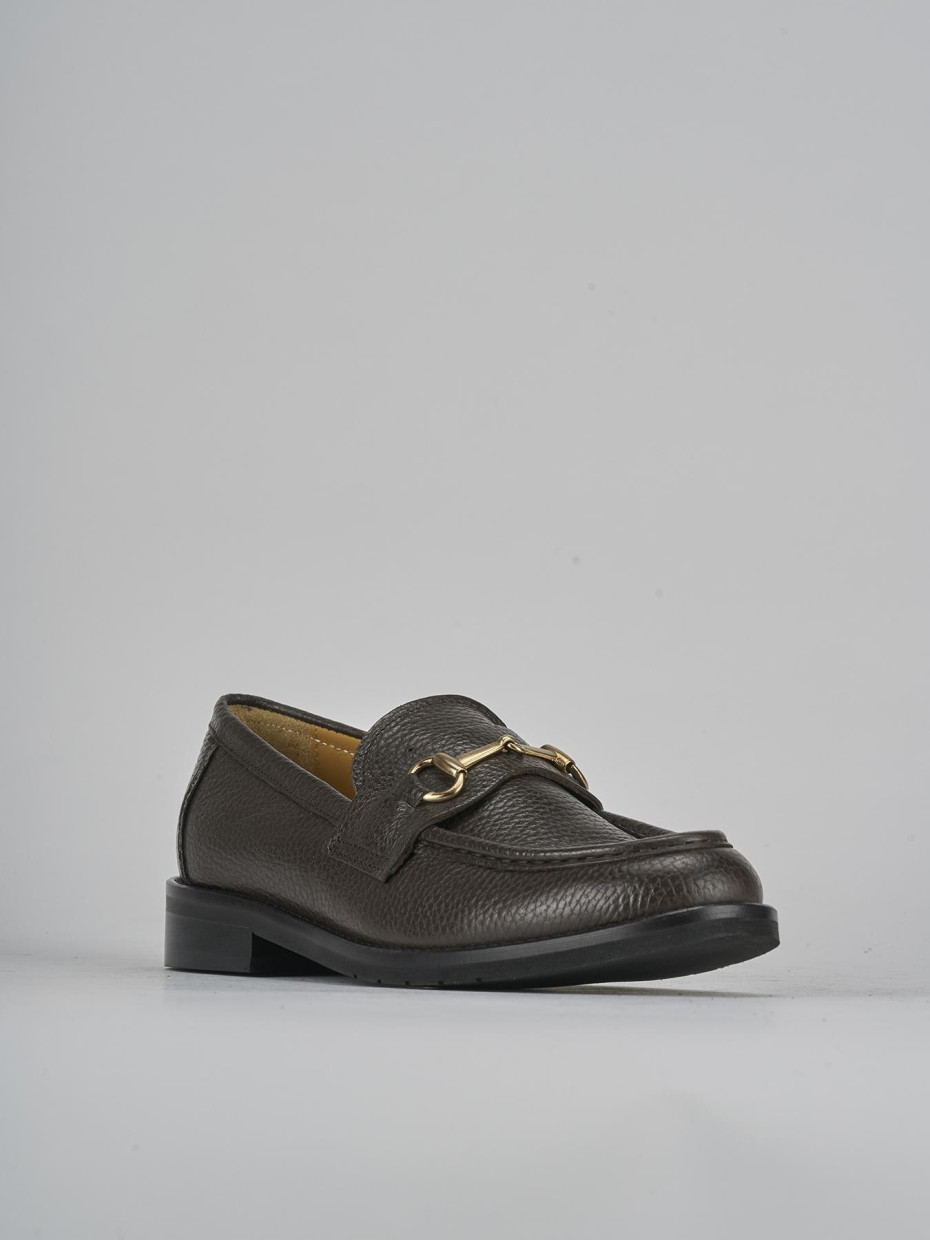 Mocasines tacón 2 cm marrón oscuro cuero