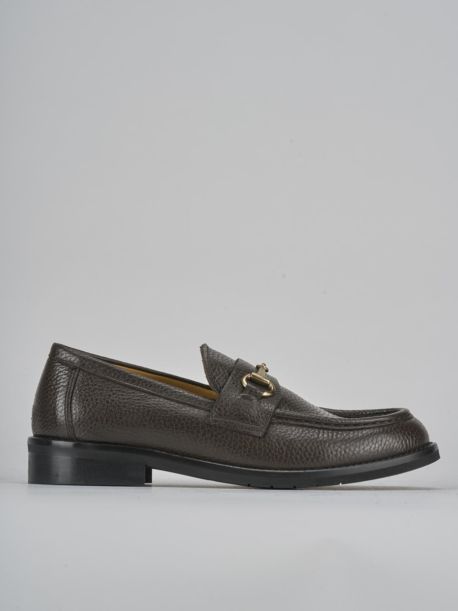 Mocasines tacón 2 cm marrón oscuro cuero