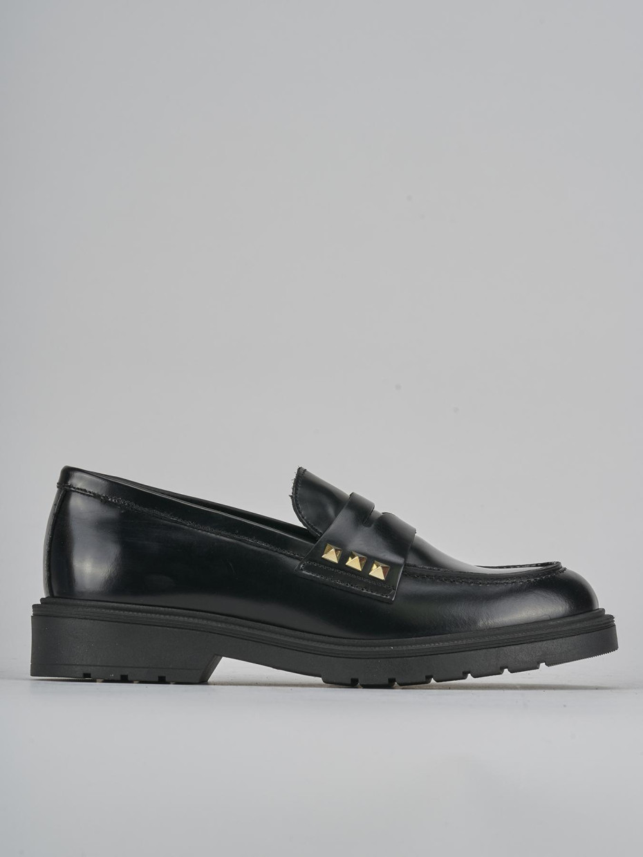 Mocasines tacón 2 cm negro cuero