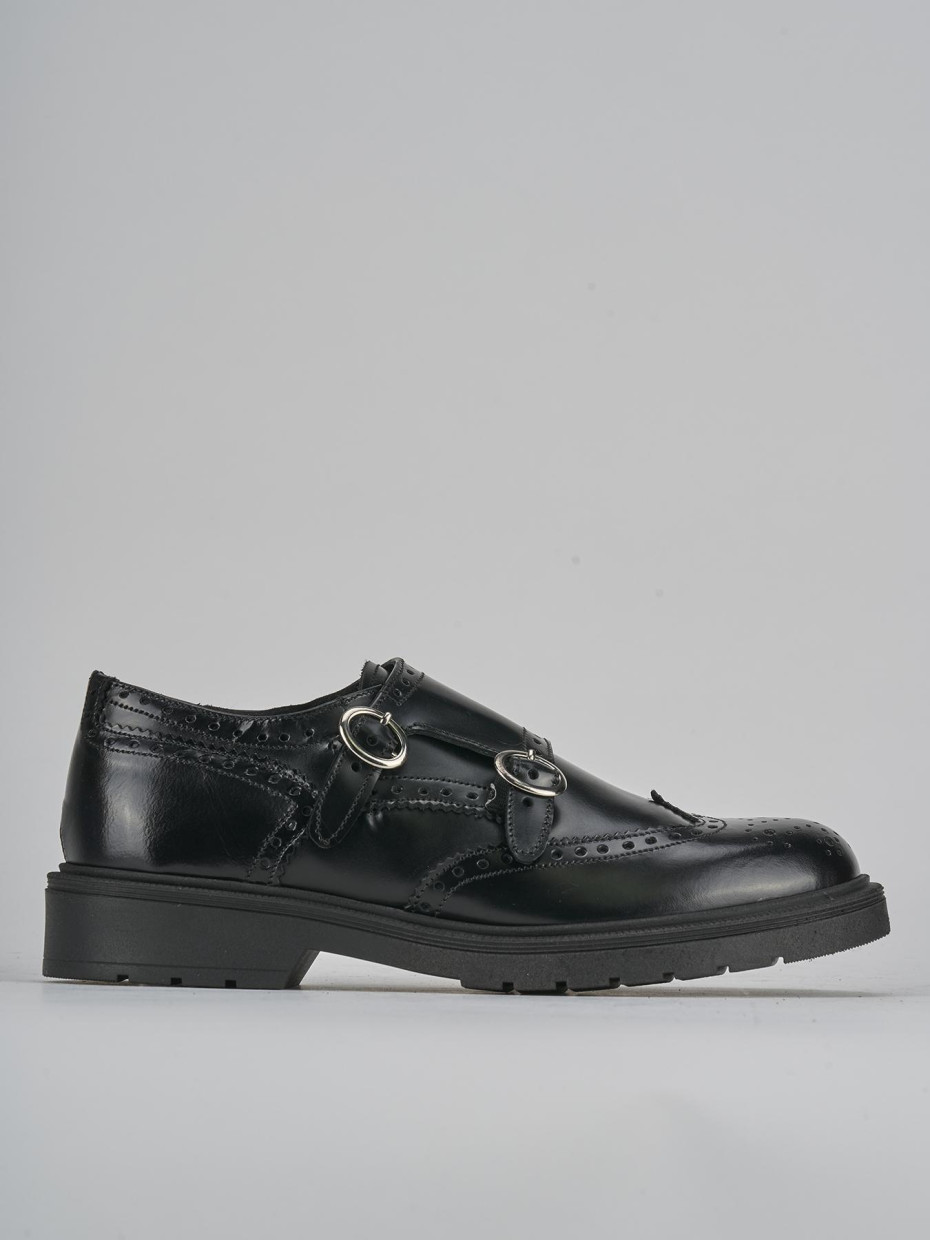 Mocasines tacón 2 cm negro cuero
