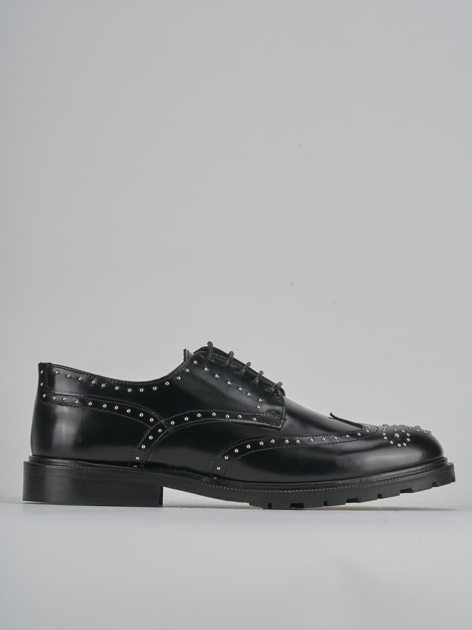 Lace-up shoes heel 2 cm black leather