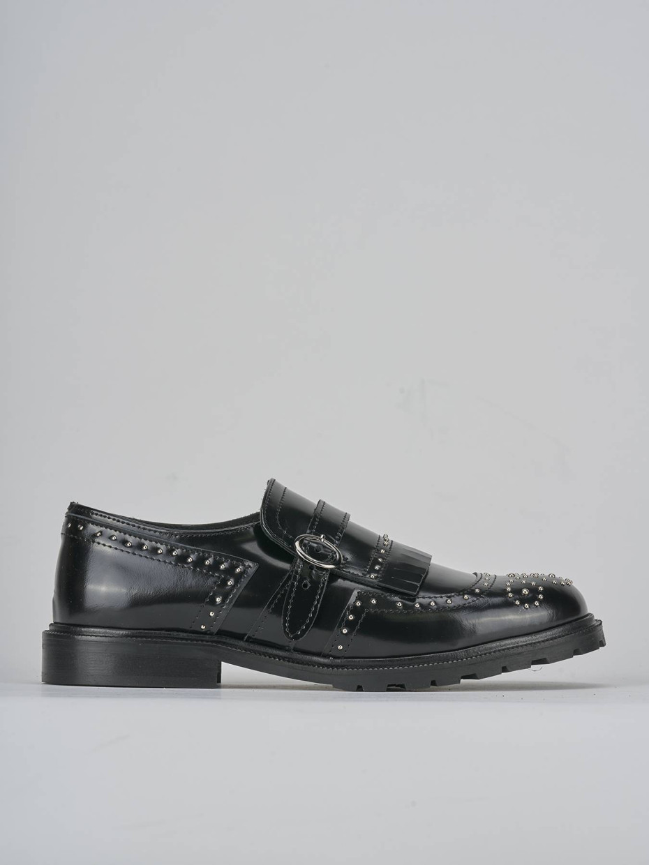 Mocasines tacón 2 cm negro cuero