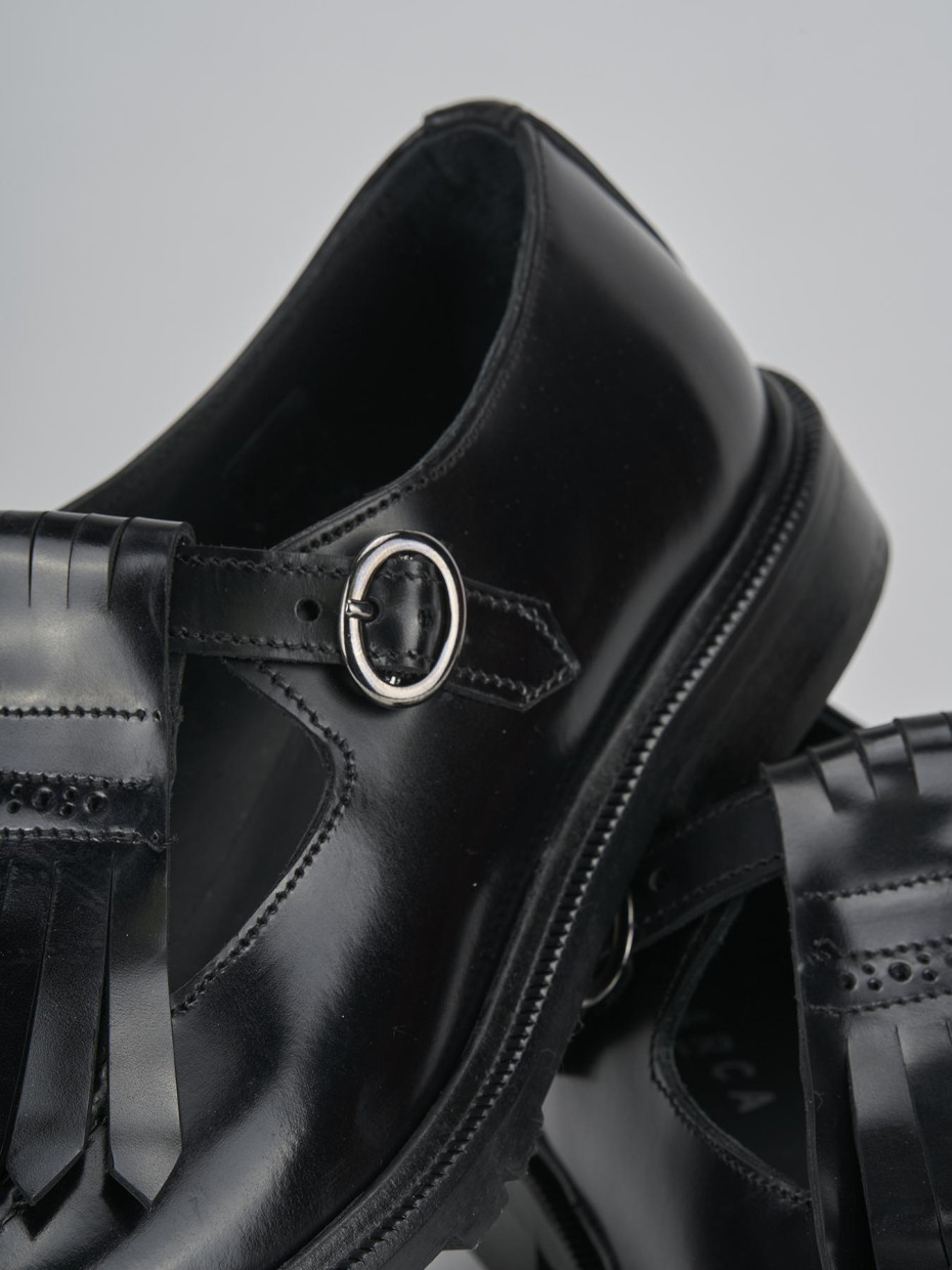 Mocasines tacón 2 cm negro cuero