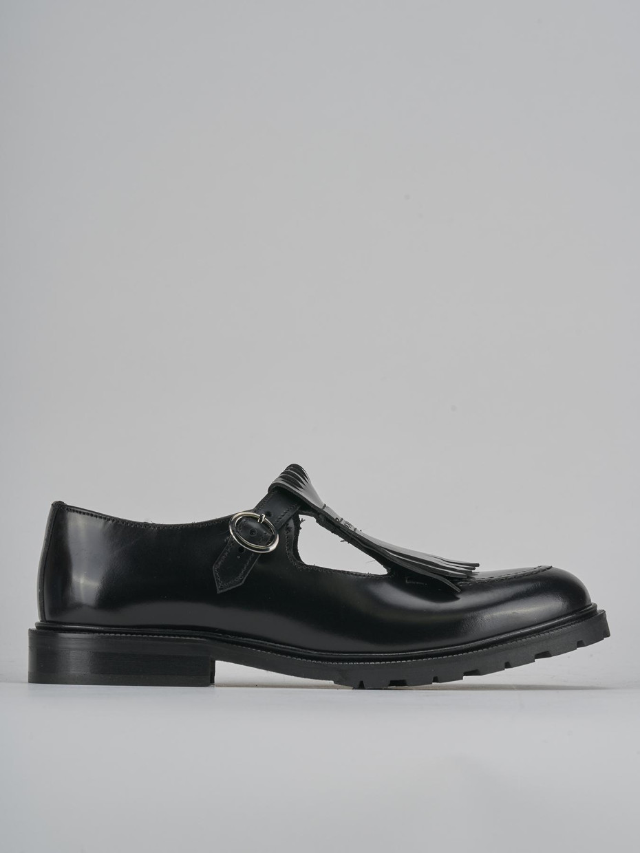 Mocasines tacón 2 cm negro cuero