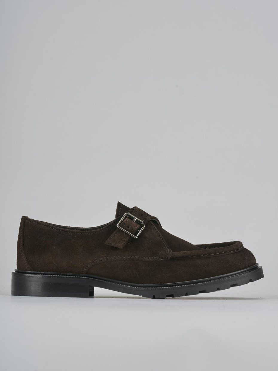 Mocasines tacón 2 cm marrón oscuro ante