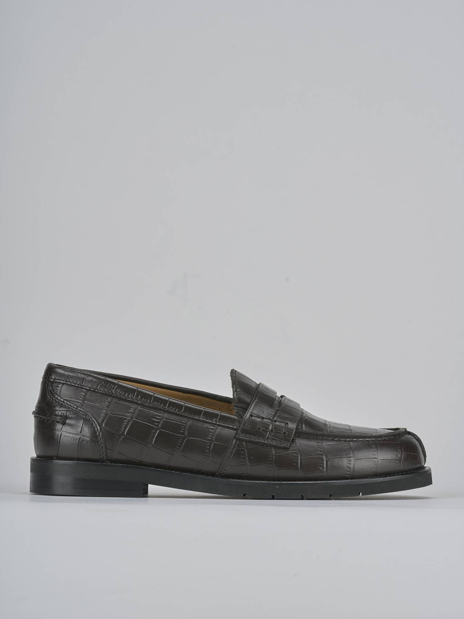 Mocasines tacón 2 cm marrón oscuro efecto coco