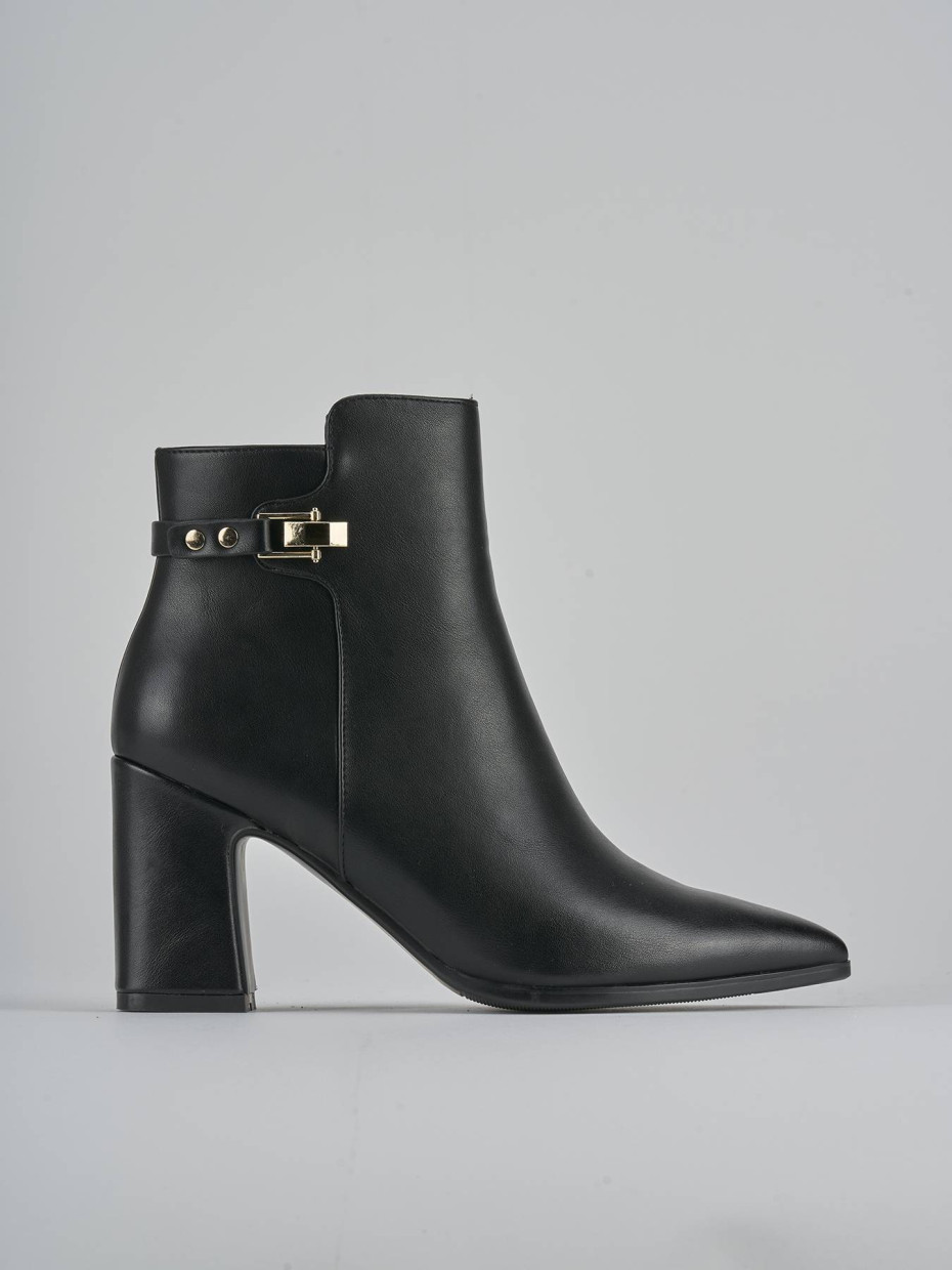 Botines de tacón alto tacón 7 cm negro cuero