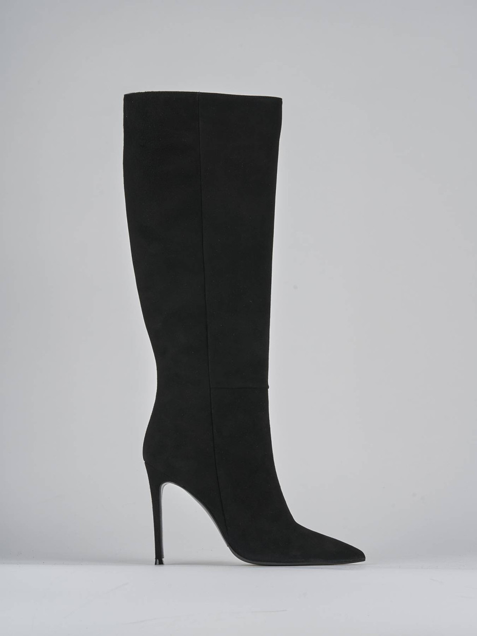 Botas de tacón alto tacón 10 cm negro ante