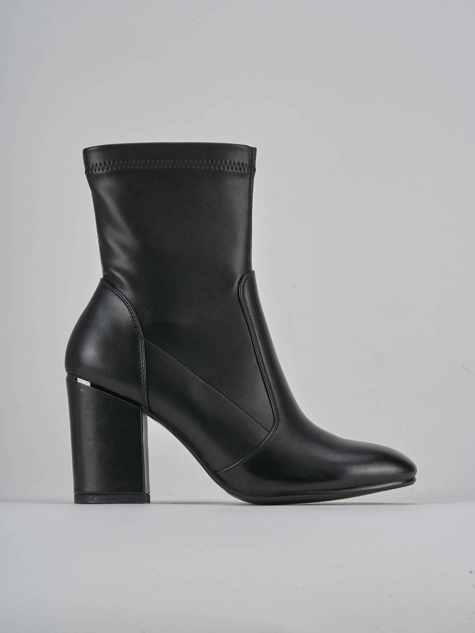 Botines de tacón alto tacón 6 cm negro cuero