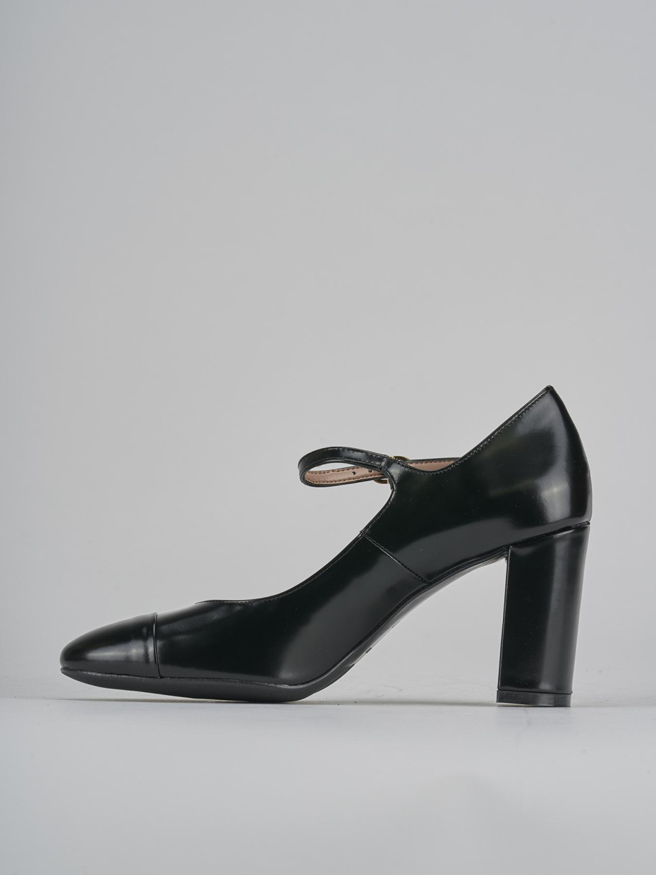 Zapatos de salón tacón 8 cm negro cuero