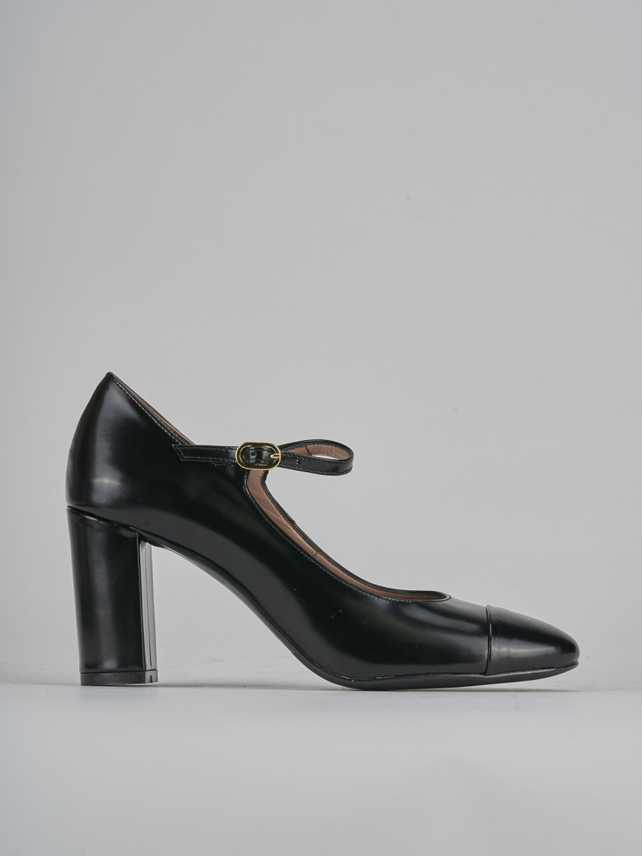 Zapatos de salón tacón 8 cm negro cuero