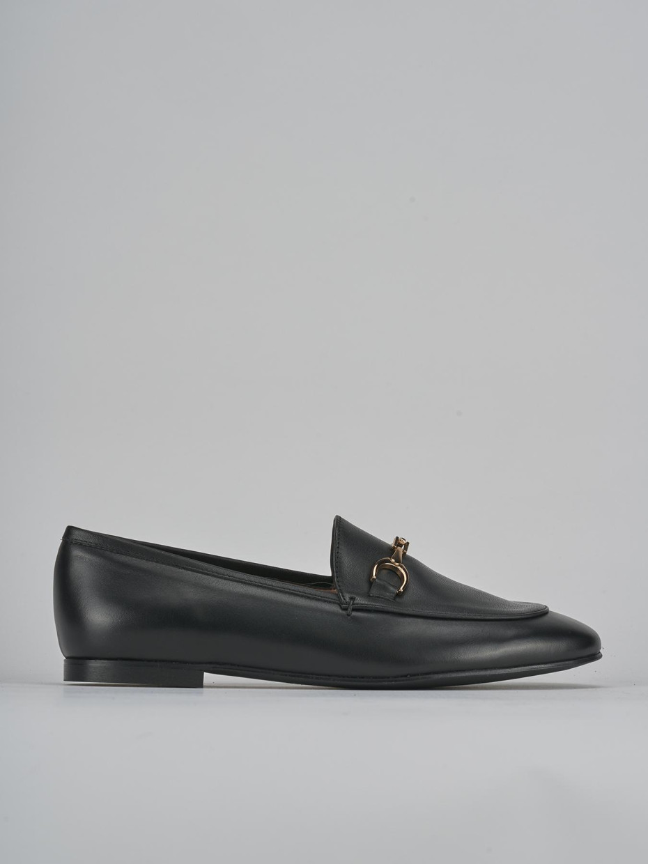 Mocasines tacón 1 cm negro cuero