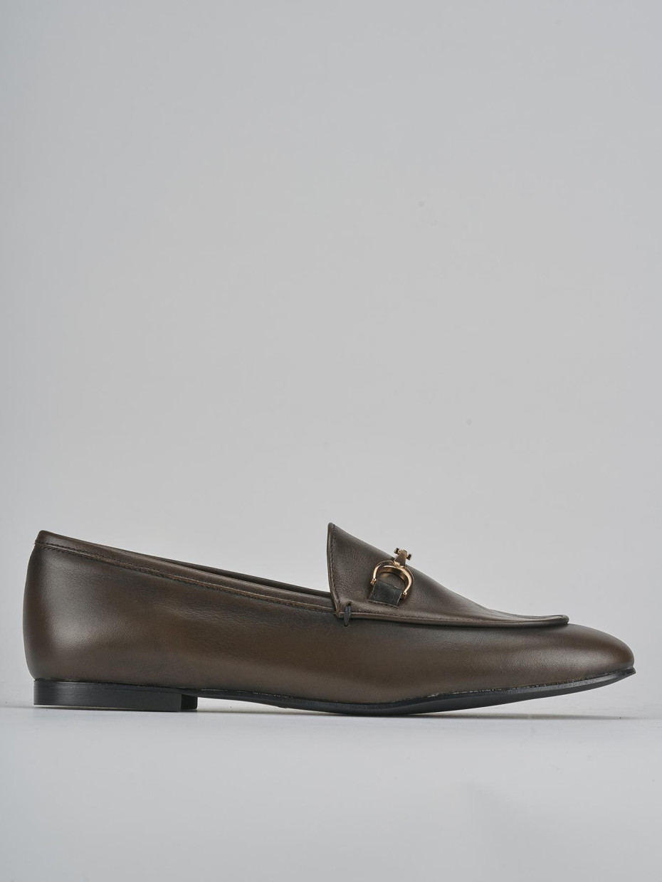 Mocasines tacón 1 cm marrón oscuro cuero