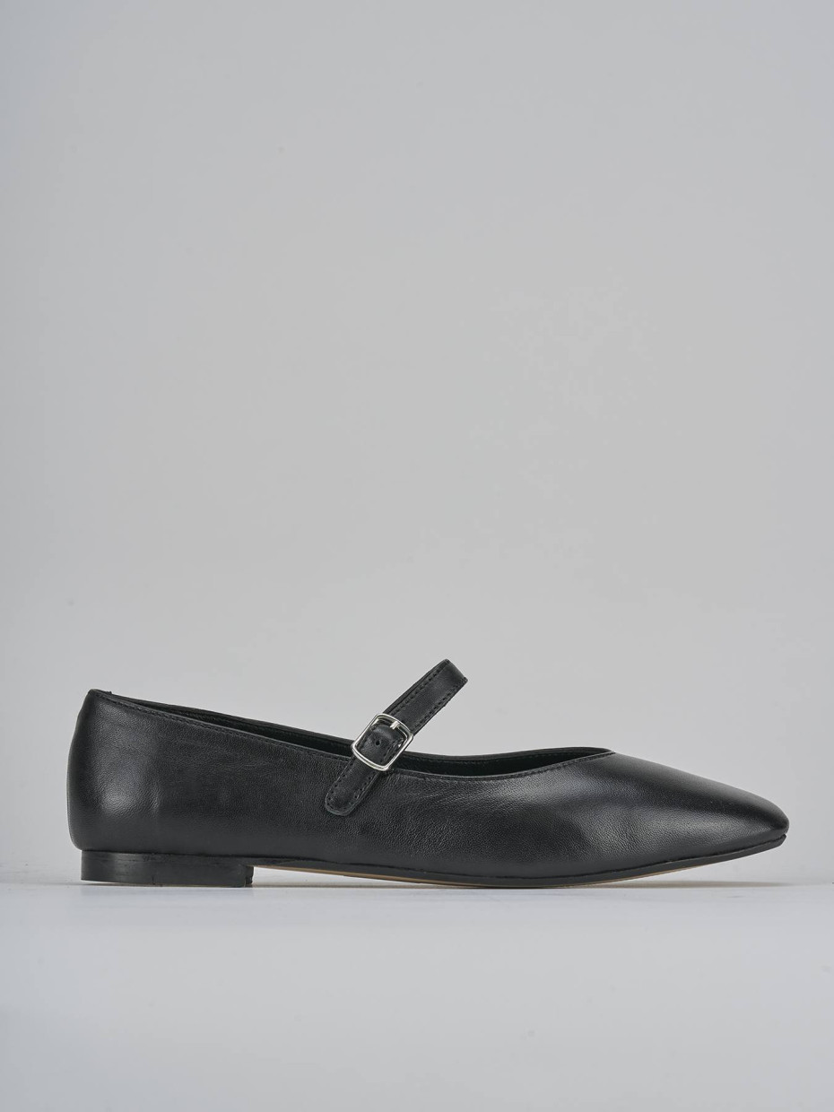 Bailarinas tacón 1 cm negro cuero