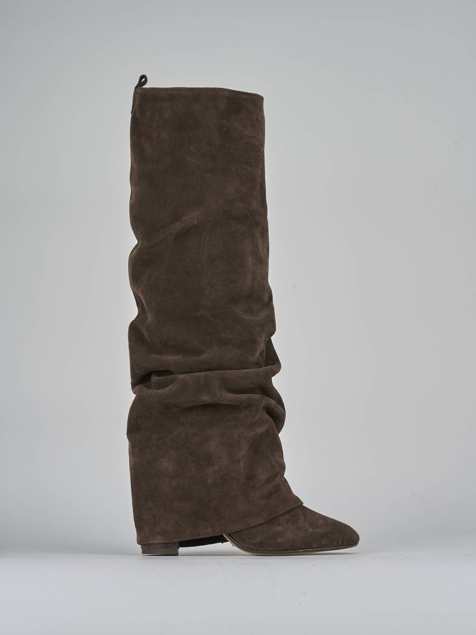 High heel boots heel 7 cm dark brown suede