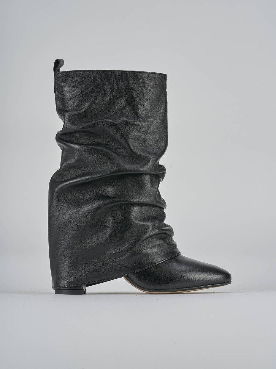 Botines de tacón alto tacón 7 cm negro cuero